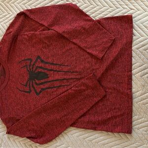 Red Long Sleeve Shirt with Spider Design